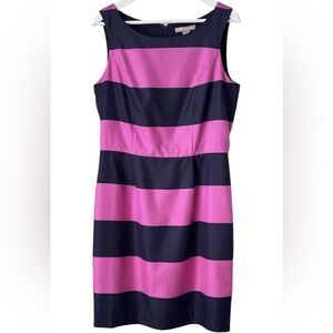 BANANA REPUBLIC Women’s Pink & Navy Rugby Stripe Sheath Dress Size 14 Preppy